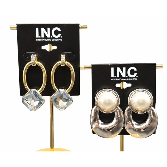 INC International Concepts Jewelry - INC Gold Dangle Earrings Lot 2 Pearl Drop Womens NWT